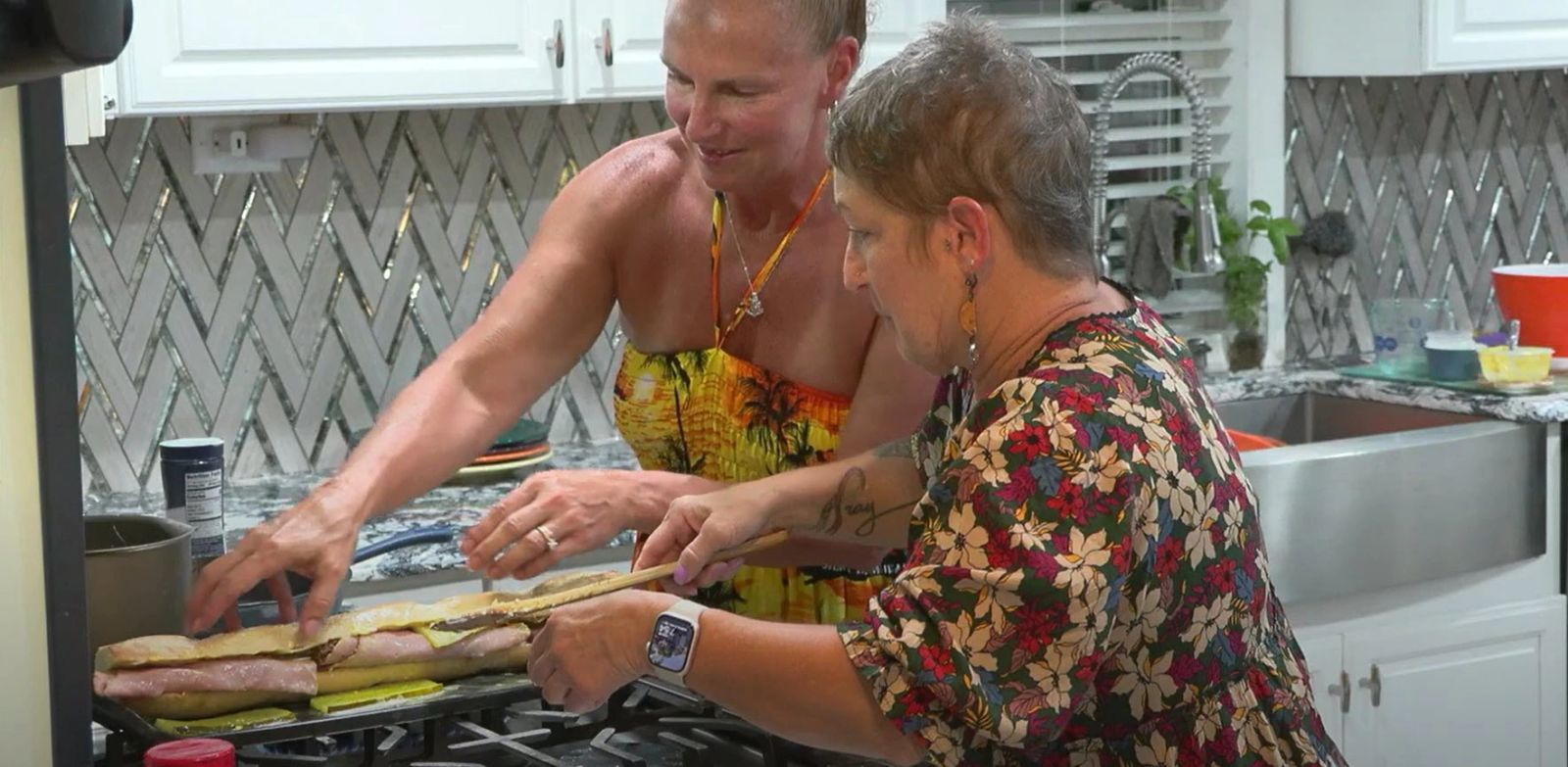 Cooking in the kitchen