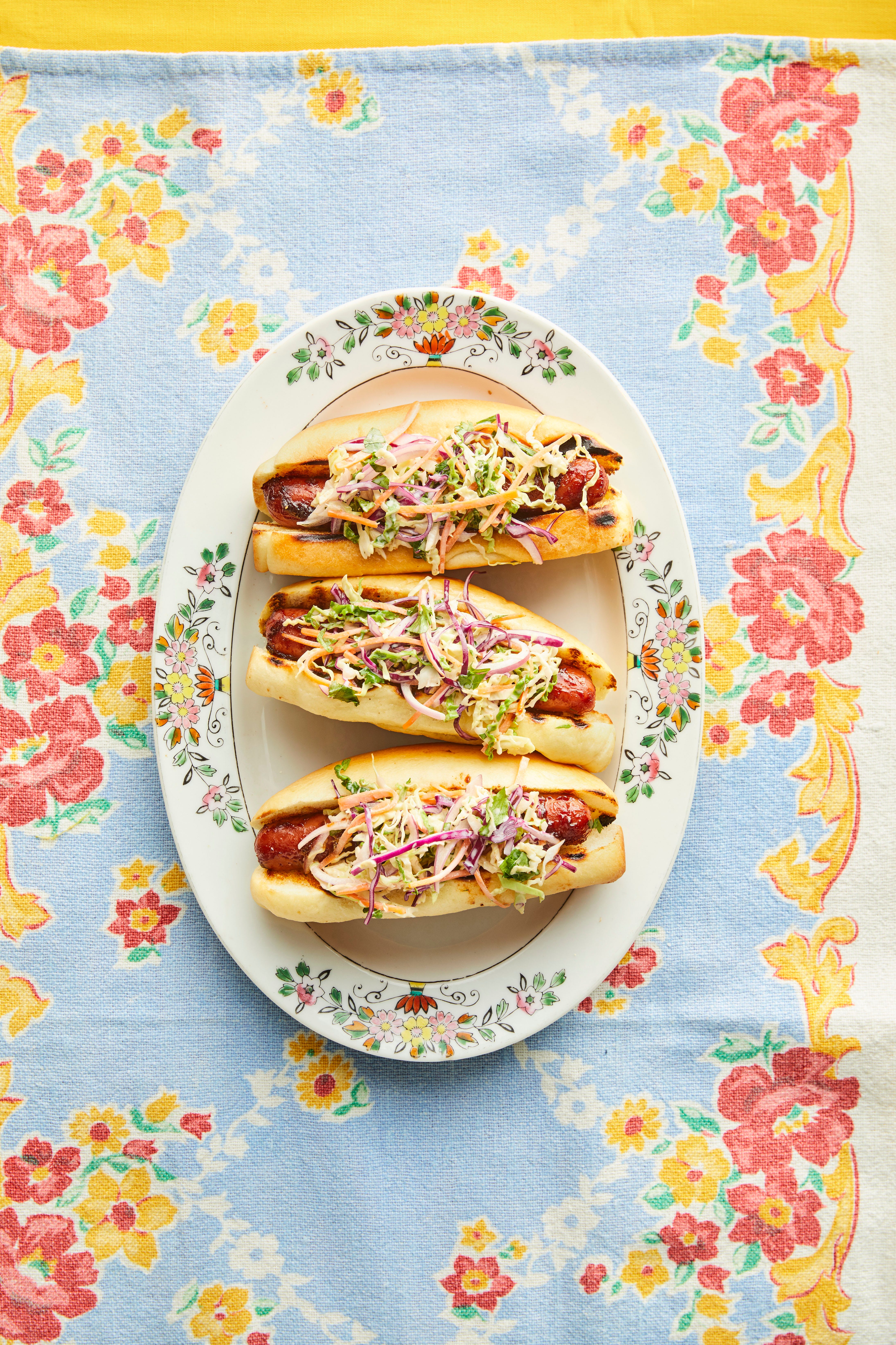 BBQ Hot Dogs with Cilantro Slaw