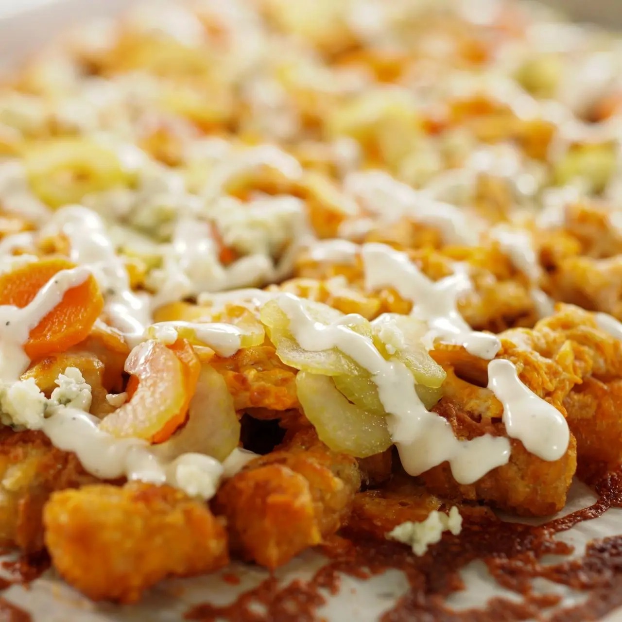 Buffalo Chicken Tot-Chos
